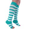 Doc Miller Open Toe Compression Socks for Women and Men 15-20mmHg, Shin Splints, Varicose Veins and Calf Injury Recovery, 1 Pair Teal White Medium Toeless Compression Socks Women
