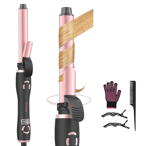 Rotating Curling Iron 1 Inch, Automatic Curling Wand with 12 Temperature & Memory Mode Perfect for Beach Waves, Fast Self Curling Wand, Suit for Medium or Long Hair