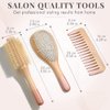 Wooden Hair Brush Set - Paddle Brush, Round Brush & Comb, Hair Brushes with Soft Bristles, Hairbrushes for Women by Lily England (Rose Gold)