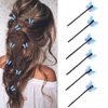 Bartosi Butterfly Hair Clips Blue Butterfly Hair Pin Bride Wedding Decorative Bobby Pins Bridal Hair Pieces Hair Accessories for Women and Girls (Pack of 6)