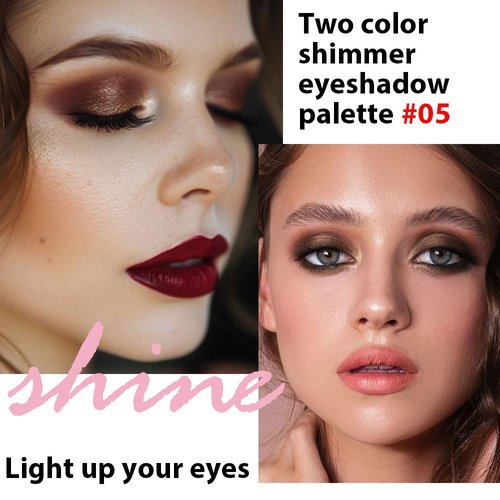 FeiCuiYun Double color eye shadow, Eyeshadows Creamy, high pigment eye makeup palette, matte shimmer metal eye shadow powder, Blendable, Ultra-Pigmented, Easy to Apply, Matte & Shimmer, (05)