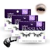 Laflare 3D False Eyelashes Russian Max Volume Strip Lashes | Fluffy, Wispy, Lightweight | Faux Mink Eyelashes Extension D Curl Wispy Handmade Soft Reusable 3 Packs Value Combo. (FDM03X3C)