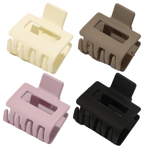 4 Pcs Versatile Small Hair Claw Clips - Non-Slip Grip Hair Accessories for Women and Girls - Perfect for Thin to Medium-Thick Hair - Stylish and Durable Hair Jaw Clips (2inch Matte Square)