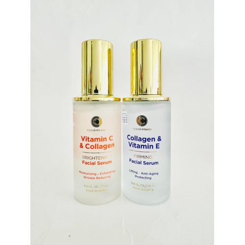 Bundle of Clear Visage Collage &Vitamin E and Vitamin C& Collagen Face Serum, Toralnof 2 items. No Box.