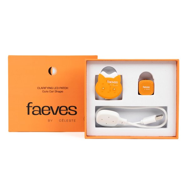Faeves By Céleste Clarifying LED Patch, Light Therapy Acne Patch, Pimple Patch, Red & Blue Light, Cute Cat Shape