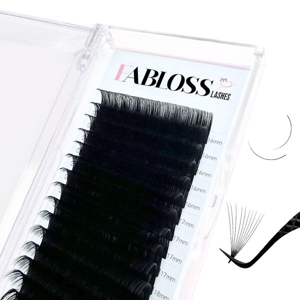 Volume Lash Extensions 0.03-0.07mm C D CC Curl Eyelash Extensions 8-20mm Easy Fan Volume Lashes Semi Permanent Individual Lash Extension Long Lasting Blooming Lashes (0.03-D, 16-20mm mix)