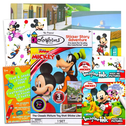 Mickey Mouse Mess-Free Activity Set - Bundle with Mickey Mouse Colorforms Set, Mickey Imagine Ink Coloring Book, More | Mickey Travel Games for Kids