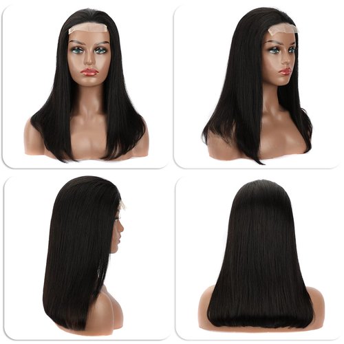 LICHANG 16 Inch 4x4 Lace Closure Bob Wigs Human Hair Wear And Go Short Bob Wigs Human Hair Straight Glueless Wigs Pre Plucked with Baby Hair for Black Women 180% Density