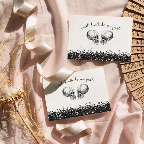 Glam Skull Thank You Cards with Envelopes Wedding, Gothic Bridal Shower, Engagement Party, Rehearsal Dinner, Black and White Everyday Essentials, Simple Halloween Note Set Folded, 20 Pack