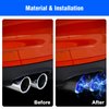 Vechkom 2.5 inch Inlet Carbon Fiber Exhaust Tip with Blue LED Light Stainles Steel Muffler Tip Modification Luminous Tube