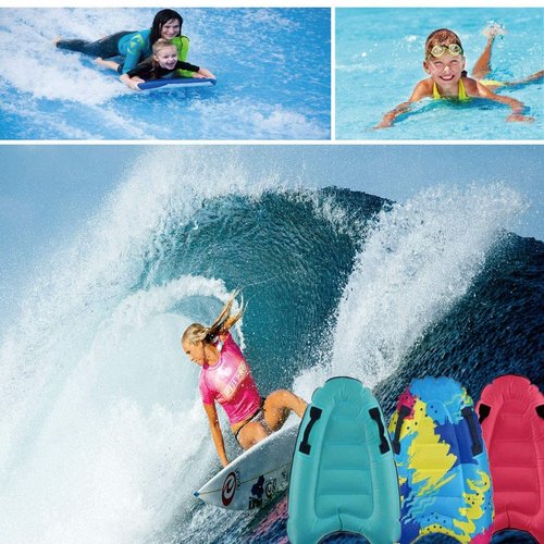 Inflatable Body Surfing Float Board Surf Rider for Slip and Slides Pool Water Game Portable Dual Boogie Board Wave Bodyboard Water Beach Fun Toy Double-Color Design for Kids and Adult 3020Inch