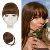 BARSDAR Real Human Hair Clip in Bangs - Thick Human Hair Bangs Clip in for Women - Brown Hair Bangs Extensions Clip in Real Human Hair Bangs Clip on Fringe Hairpieces Daily - Golden Chestnut Brown