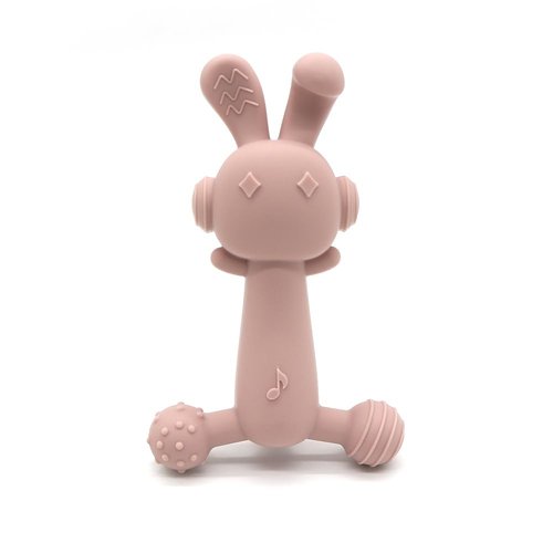 Teething Toys for Babies Age 6 to 12 Months - Baby Toys Pain Relief Teether - Cute Bunny Silicone Baby Teething Toy - Infant Stocking Stuffers Rabbit Chew Toy for Babies (Light Pink)
