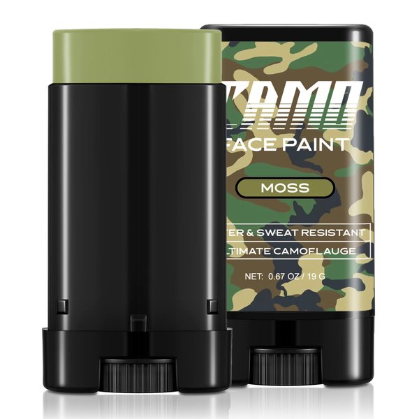 CCbeauty Moss Green Camo Face Paint - St. Patrick's Day Sports Eye Black Stick,Camouflage Hunting Accessories,Sweatproof Army Militarty Witch,Goblin,Gamora Shrek Makeup for Halloween Costume Cosplay