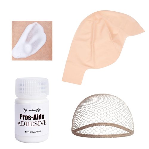 Paminify Halloween Latex Bald Cap SFX Makeup Kit,Bald Wig Cap with Skin Water-Based Acrylic Adhesive(Bonding Skin Glue) for Men Adult,Perfect for Costumes, Cosplay, and Theater