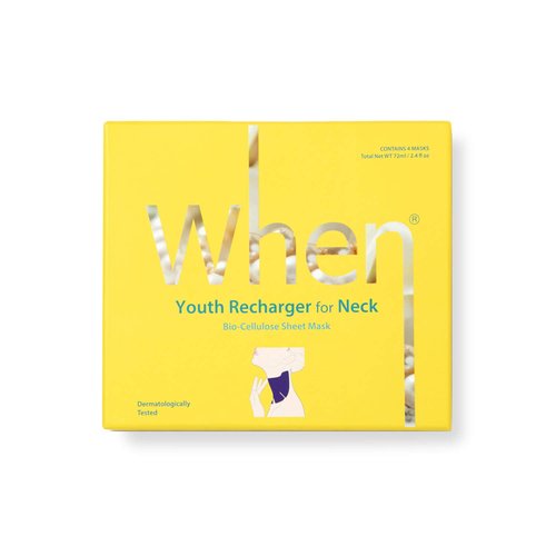 When Youth Bio-Cellulose Neck Mask - Contouring Shape Youth Recharger Moisturizing Restoring Nourishing Sheet Mask for Firming and Vibrant Skin (4 pcs)