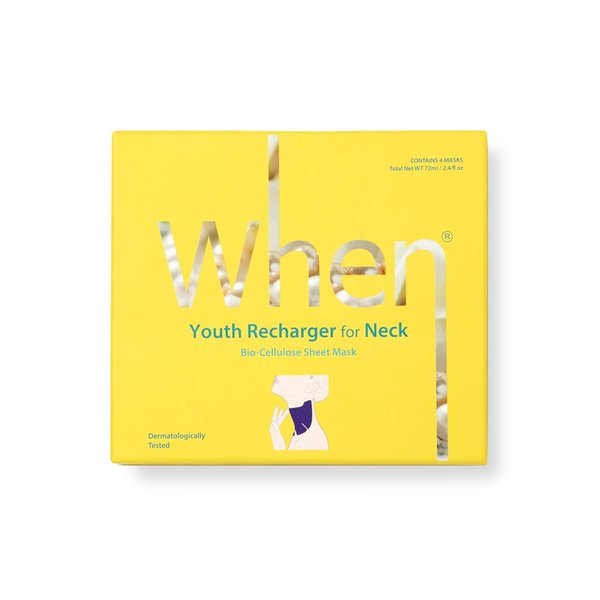 When Youth Bio-Cellulose Neck Mask - Contouring Shape Youth Recharger Moisturizing Restoring Nourishing Sheet Mask for Firming and Vibrant Skin (4 pcs)