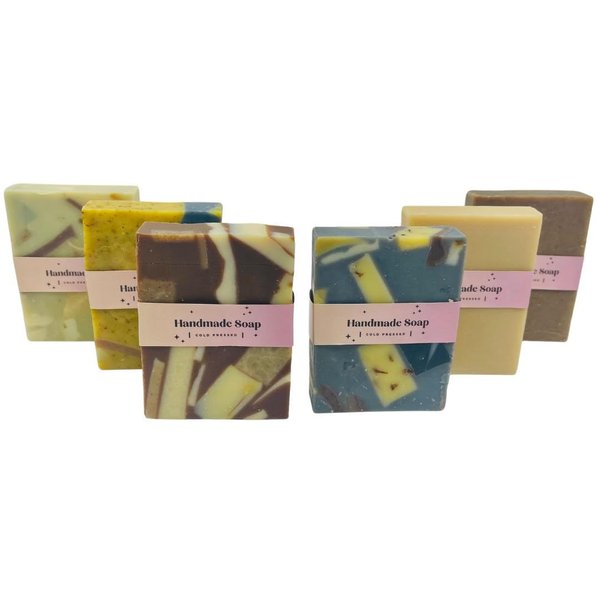 All Natural Vegan Unscented Cold Pressed Hand and Body Soap for Sensitive Skin - Coconut Oil Nourishing and Gentle (Pack of 6)