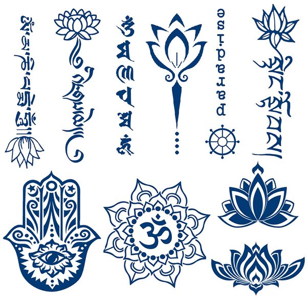 Semi-permanent Temporary Tattoos Sticker 6-Sheet 2 Weeks Long Last Lotus Flower Tattoos,Plant-Based Ink Infinity Waterproof Tattoo Stickers