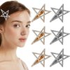 6 PACK Y2K Rhinestones Star Hair Clips Non-slip Cute Lovely Metal Star Hair Barrettes Hair Accessories for Women Girls 2000s Y2K Fringes, Ponytails