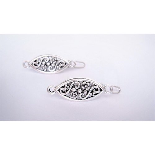 Generic 2 small silver scroll and flower metal barrette hair clip for fine thin hair