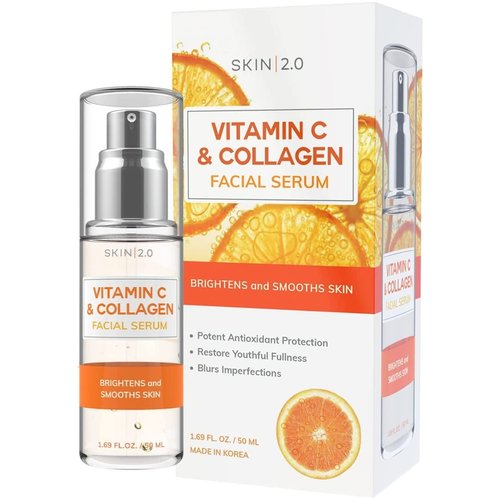 Vitamin C Serum - Dermatologist Tested Korean Skin Care for Glass Skin, Dark Spot Remover & Skin Brightening - Anti Aging & Acne Vit C Serum - Cruelty-Free - All Skin Types - 1.69Fl. oz by Skin 2.0