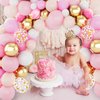 Amandir 144Pcs Pink Balloons Garland Arch Kit Light Pink Gold White Balloons Confetti Latex Metallic Balloons for Girl Birthday Valentines Day Baby Shower Wedding Party Decorations Supplies