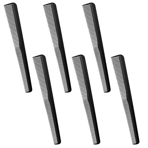 Boao 6 Pieces Taper Comb Carbon Fiber Salon Hairdressing Comb Fine and Wide Tooth Comb Heat Resistant Tapering Barber Comb for Men and Women Most Hair Types(Black)