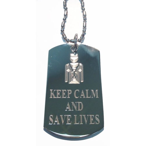 Hat Shark Keep Calm and Save Lives Medical Staff - Military Dog Tag, Luggage Tag Metal Chain Necklace