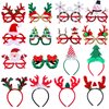Atonofun Christmas Party Favors for Kids, 16 Pcs Glittered Christmas Headbands and Glasses Frames Set with Assorted Design for Christmas Party Supplies, Christmas Gifts for Adults Kids