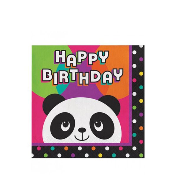 Creative Converting Panda Party Happy Birthday Lunch Napkins Party Supplies, Multicolor