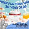 Fulmoon Pre Strung More Fun Than Three 20 Year Olds Glitter Banner Happy 60th Birthday Party Decorations Funny Birthday Banner 60th Wedding Anniversary Decorations (Dark Blue)
