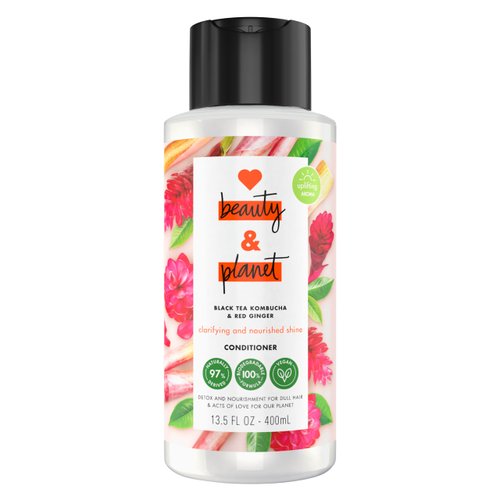 Love Beauty and Planet Silicone Free Conditioner Black Tea Kombucha & Red Ginger Detox and Nourishment Hair Care for Soft and Shiny Hair 13.5 fl oz