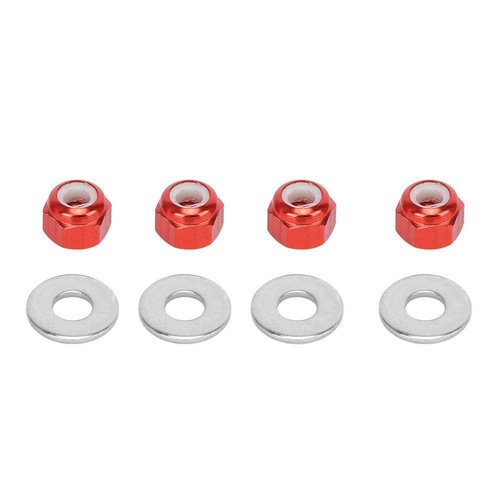 RC Car Wheel Nut, 4 Pcs 3 mm RC Off-Road Vehicle Wheel Hexagonalagonalagonal Lock Nut Fit Tire Nut Upgrade Accessory for wltoys 1/14 144001 RC Car (Red A949-49R)