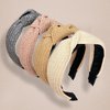 Jseng 4PC Handmade Raffia Boho Headbands, Top Knot Knotted Rattan Woven No Slip Headbands for Women, Summer Beach