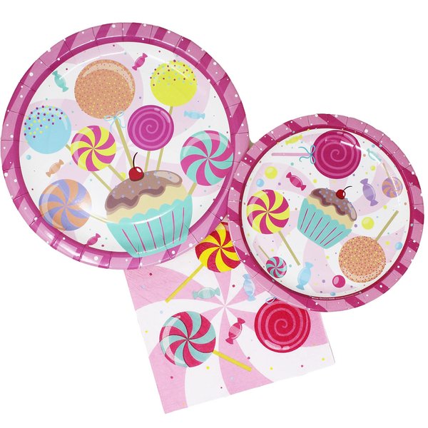 Candy Party Packs (52 Pieces for 16 Guests) - Candy Party Decorations, Candy Plates and Napkins, Ice Cream Party, Two Sweet Party, Candyland Birthday Party, Blue Orchards