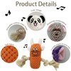 AIMETING Dog Squeak Toys, No Stuffing Dog Plush Toys, Durable Cotton Rope Dog Chew Toys for Puppy and Small, Medium Dogs, 6 Pack of Cute Animal Squeak Dog Toys
