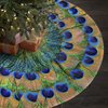 SDSQ HOME Peacock Feathers Circle Traditional Christmas Tree Skirt 35.5 Inch - Holiday Party Decoration