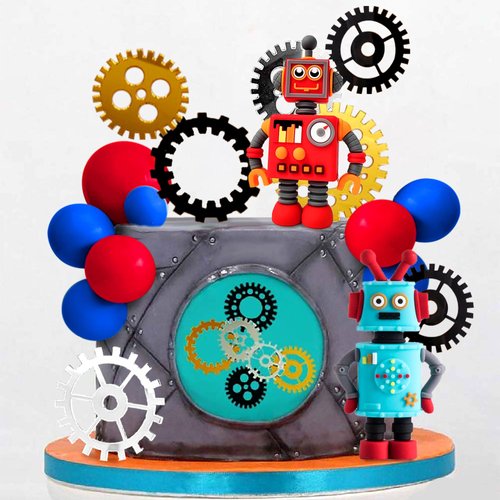 JeVenis Luxury Robot Cake Topper Robot Party Decorations Science Cake Topper For Birthday Party Robot Party Supplies Favors