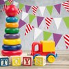 SmoothNovelty 5 Pieces Buzz Birthday Party Decorations Cartoon Story Party Decorations Banners Buzz Themed Birthday Party Decorations Purple Green White Triangle Pennant Flag Garlands