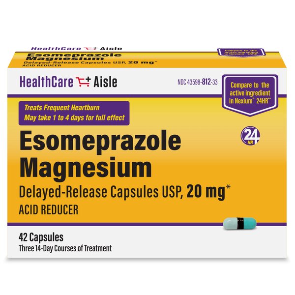 HealthCareAisle Esomeprazole Magnesium 20 mg – 42 Delayed-Release Capsules – Acid Reducer, Treats Frequent Heartburn