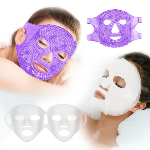 CONBELLA Ice Face Mask and 2PCS Silicone Face Mask Cover Set, Cooling Face Mask for Pain Relief, Migraine & Wisdom Tooth Surgery Reusable, Hot and Cold Ice Mask for Women Puffiness Swelling Beauty