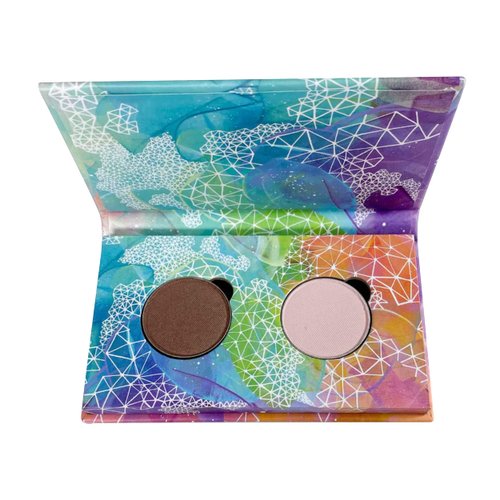 Honeybee Gardens Mini Skinny Duo Eye Shadow Compact in Tippy Taupe and Porcelain, Longlasting, Refillable & Customizable, Vegan, 26mm Pans