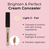 MCoBeauty Brighten & Perfect Cream Concealer, 1 Light Fair, Brightening Coverage for Flawless Complexion, Vegan, Cruelty Free Cosmetics