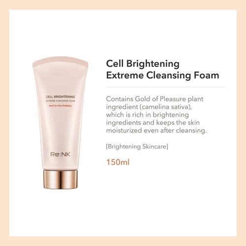 [RE:NK] Cell Brightening Extreme Cleansing Foam 150mL / 5.07 fl.oz. - Phyto Polyphrnol Cell | Red, Black, Yellow Brightening Care | Scrup Deep Cleansing | Korean Skin Care