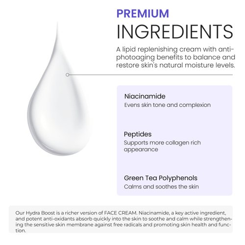 NOVA DERM INSTITUTE Hydra-Boost Face Moisturizer Ceramide Cream for Women and Men Anti-Ageing Moisturizer Dry Skin Cream Niacinamide Lightweight Oil Free Facial Moisturizer Skin Care