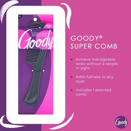 Goody Styling Essentials Detangling Hair Comb - Suitable For All Hair Types - Fine Tooth Comb Detangles Wet or Dry Hair - Hair Accessories for Men, Women, Boys and Girls