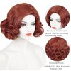 Brown 1920s Wig Women, Auburn Short Curly Wig Finger Wave Wig Roaring 20s Vintage Flapper Wig Lady Rockabilly Synthetic Hair Wig + Wig Cap for Halloween Costume Party Cosplay