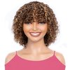 LYOLKSER hair human wigs short curly wig with bangs 100% brazilian virgin human hair no lace front wigs brown highlight 4/27 human wig glueless wig 12 inch