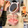 Nonebranded Vanity Mirror with Lights & Desk Mirror Lights Touch-Screen Light Control Portable High Definition Cosmetic Lighted Up Mirror with USB Port in 360 Degree Rotation(Pink)
